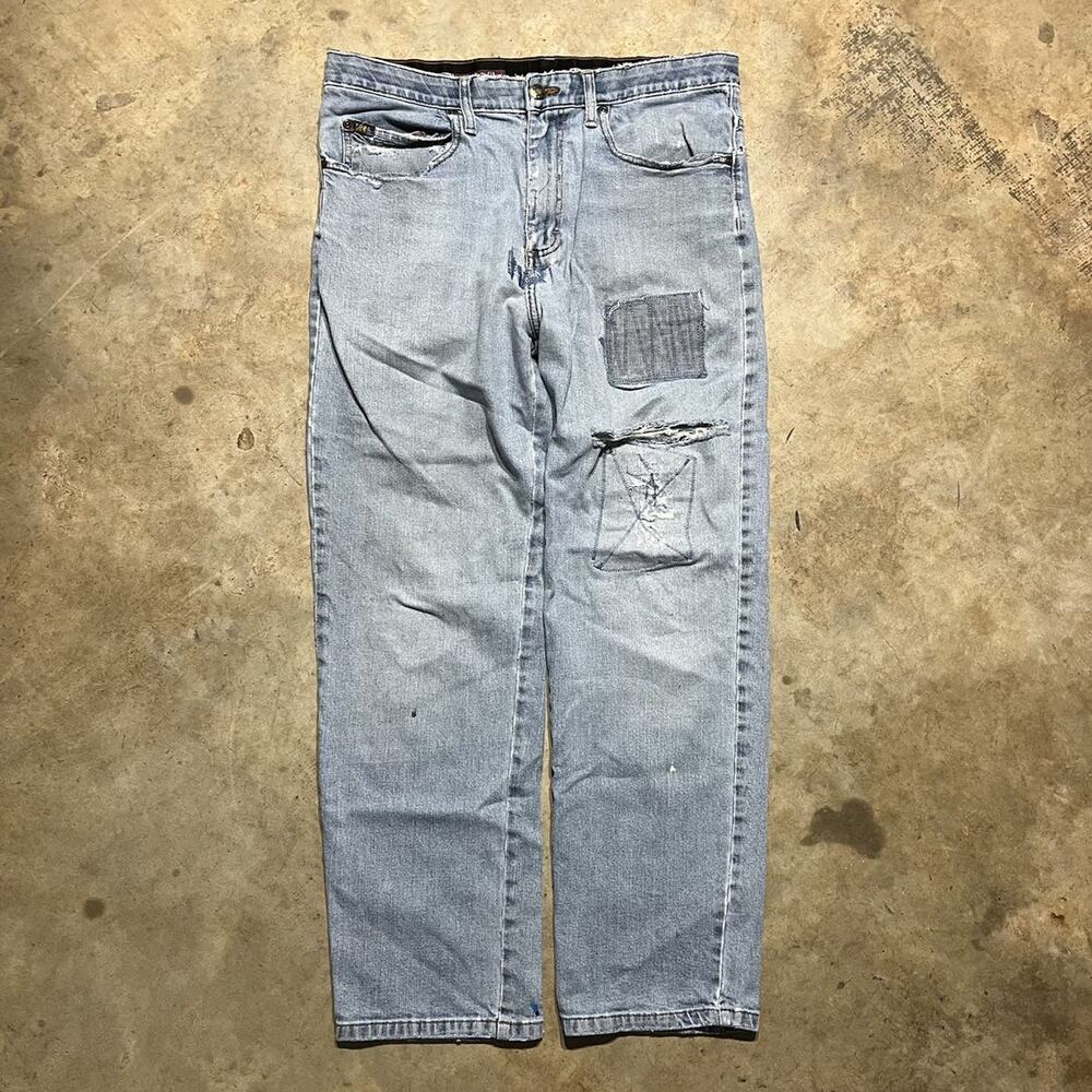 Vintage 2000s Lee Lightwash Patched Straight Jeans 33x30